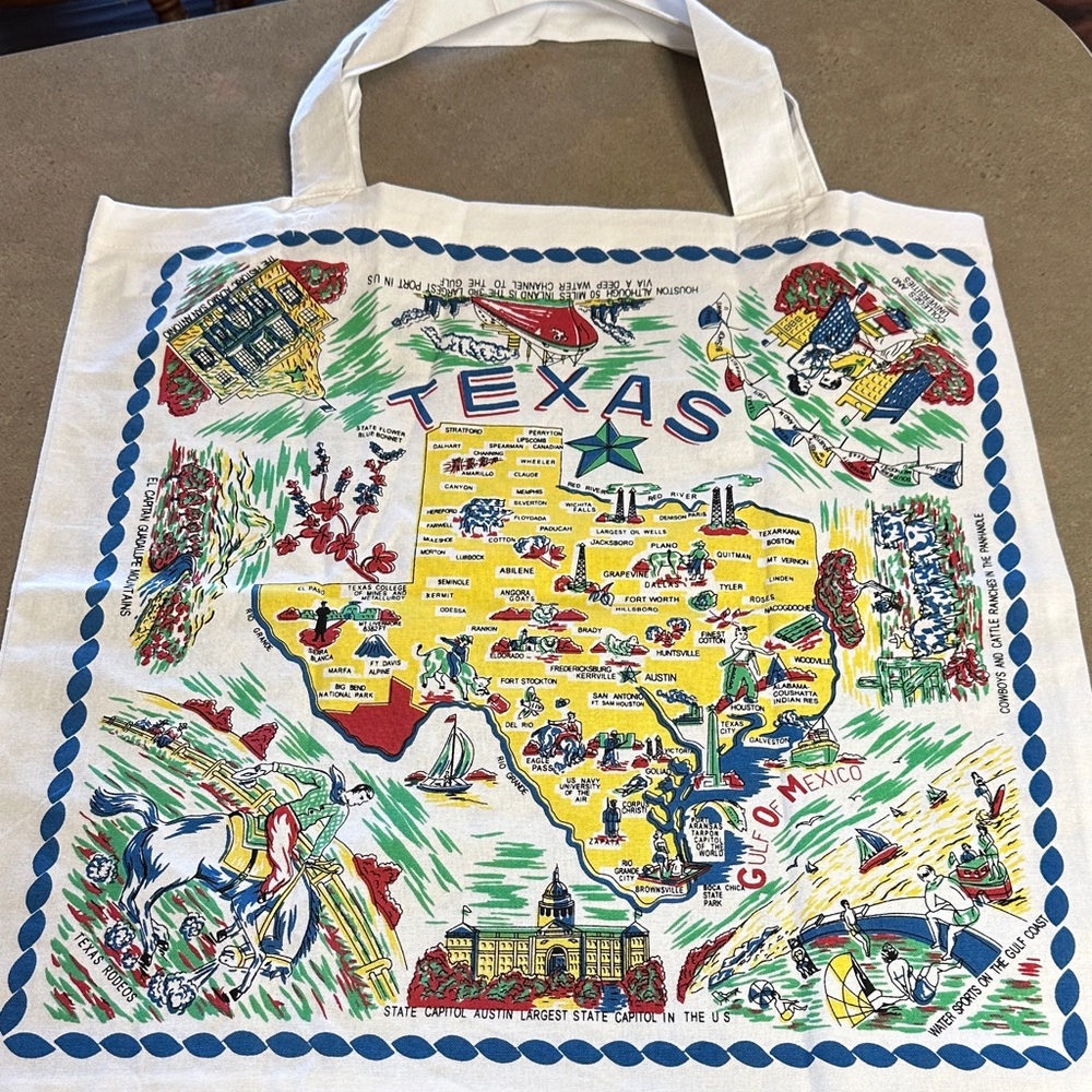 21 x 21 Texas Yellow Market Map Tote Bag